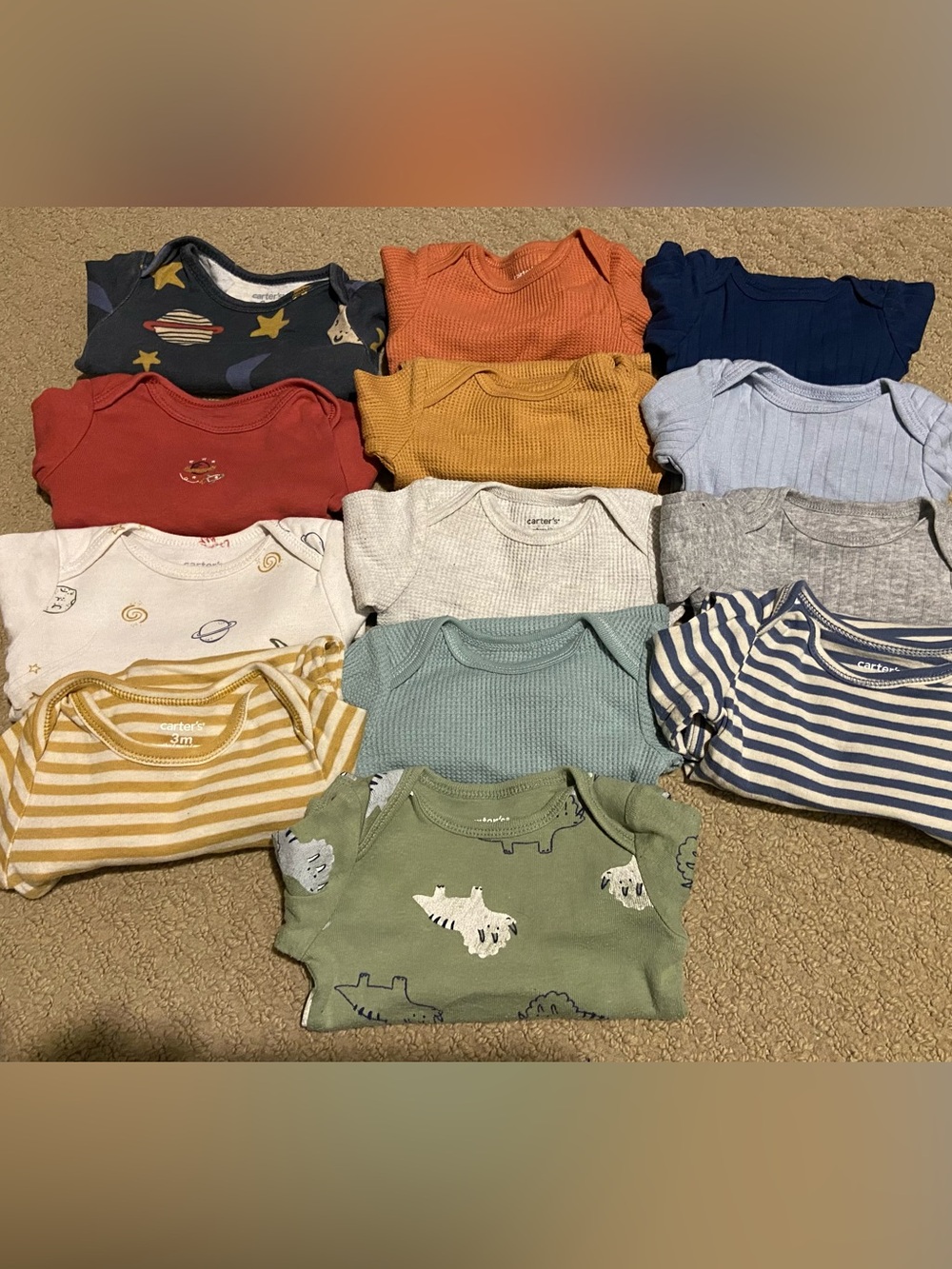 Carter's Mixed Color Short Sleeve Baby Tops - Navy, Rust, Mustard, Green & More